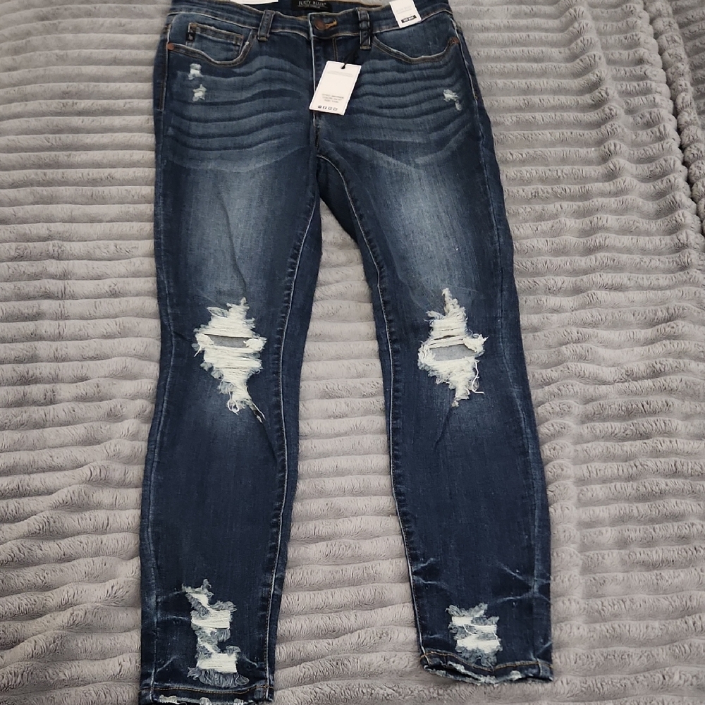 Judy Blue Dark Wash Distressed Skinny Jeans